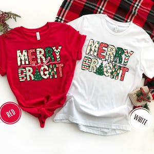 Merry & Bright Christmas Shirt, Women Christmas Shirt, Christmas Lights Shirt, Merry and Bright Shirt, Xmas Tshirt, Winter Shirt