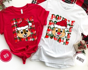 Disney Couples Chip n Dale Double Trouble Christmas Shirt, Chip N Dale Christmas T-Shirt, Chip and Dale Sweatshirt