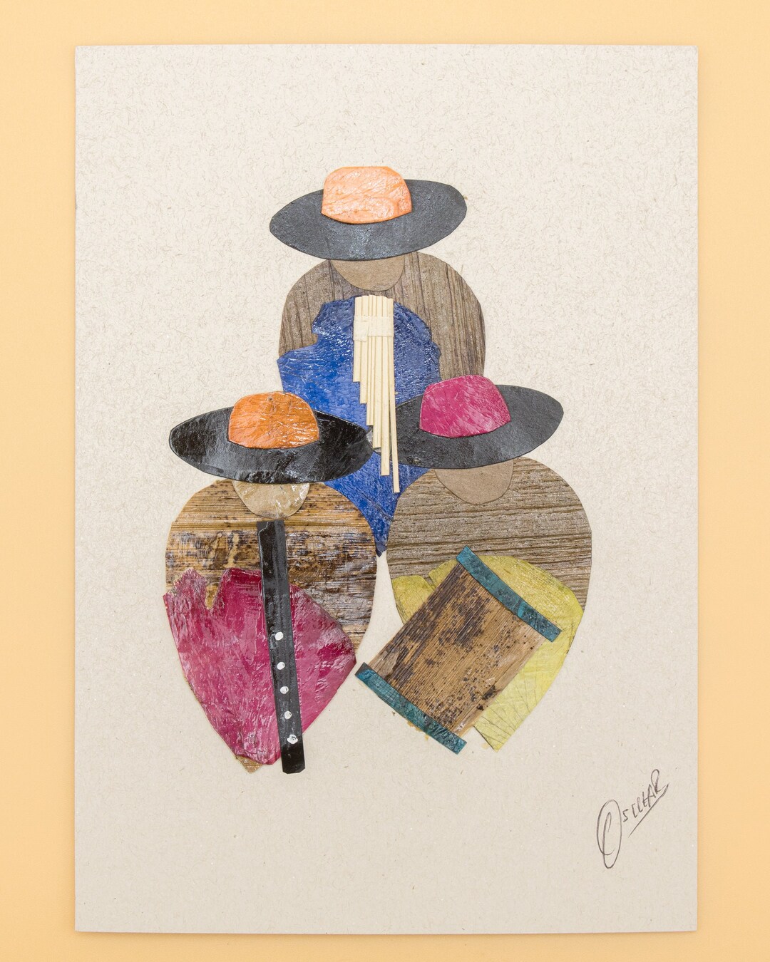 Unique Trio of Musicians Collage Art Made With Up-cycled Plant ...