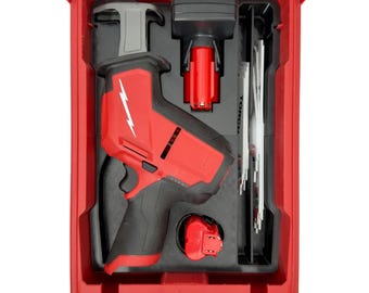 Inserto per sega a gattuccio Milwaukee M12 Hackzall 2520-20, compatibile con l'organizer compatto Packout 48-22-8435, per riporre utensili, batterie e seghe a gattuccio.