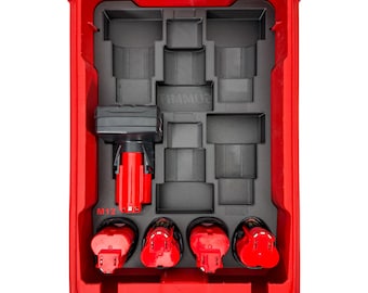 Inserto per batteria Milwaukee M12 XC + CP - Organizzatore di utensili Milwaukee PACKOUT