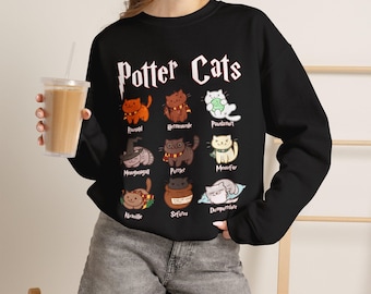 Sweat-shirt à col rond Potter Cats | Personnages de chats sorciers