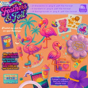 Feathers & Foil | 80&#39;s and 90&#39;s Digital Stickers and Papers |