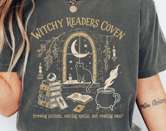 Witchy Book Club Shirt, Spooky Reader Comfort Colors Tee, Halloween Book Lover Shirt, Dark Academia Tee, Bookish Witch Gift For Her