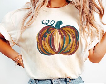 Colorful Pumpkin Comfort Colors Shirt - Cozy Fall Thanksgiving Tee