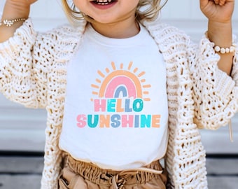 Hello Sunshine Toddler Shirt: Girls Summer Beach Tee