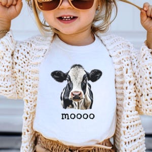 Toddler Cow Shirt, Moo Cow Tee for Kids, Custom Farm Animal Shirt, Infant Cow Birthday Shirt, Country Rodeo Tee, Farm Gift for Toddlers