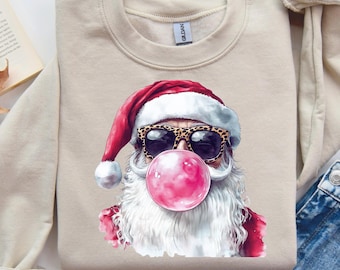 Funny Pink Santa Bubble Gum Sweatshirt | Retro Christmas Gift