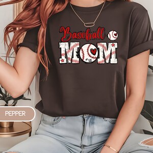 Personalized Baseball Mom Shirt- Baseball Mom Gift T Shirt-Mama Baseball Game Day Support Shirt-Player Number Tee-Baseball Player Support
