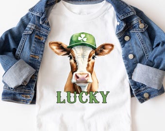 Kids St Patrick's Day Shirt, Toddler Cow Lucky Shirt, Cute Shamrock Kids Tee, Boys St Patricks T-Shirt, First St. Patricks Day Gift, Cow Tee