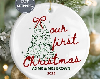 First Christmas Married Ornament, Newlywed Gift
