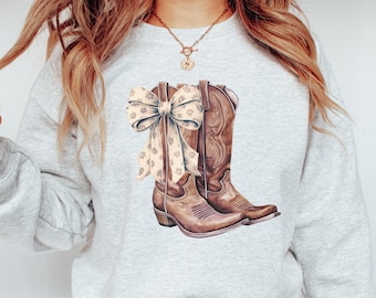 Coquette Cowgirl Sweatshirt: Toile Bow, Trending Western Style