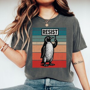 Resist Penguin Shirt, Penguins Flippers Up Shirt, Protest Shirt, Heard Island Tee, RESIST TShirt, Political Statement Shirt, Penguins Resist