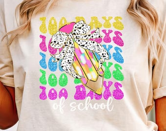 Comfort Colors 100 Days of School Teacher Shirt: Retro Design