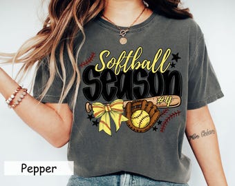 Game Day Softball Mama Shirt, Personalized Player Number Tee, Comfort Colors Team Mom Shirt, Softball Supporter Gift