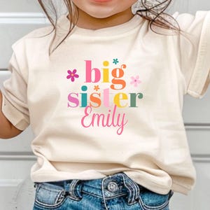 Big Sister Custom Shirt, Big Sis Shirt, Personalized New Big Sister Tee, Minimalist Toddler Girl T-Shirt, Bug Sister Gift, Toddler Big Sis