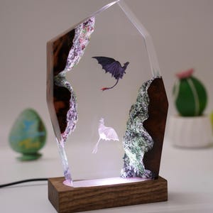 Resin Dragon Night Light: Handmade LED Lamp, Kids Room Decor