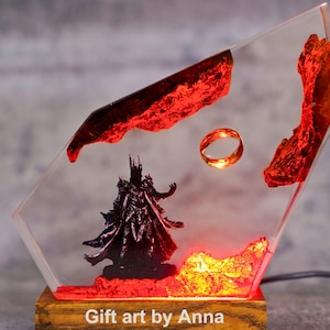 L0TR Epoxy Resin Desk Lamp, Unique Night Lights for Christmas Gift - Birthday Gift for Him