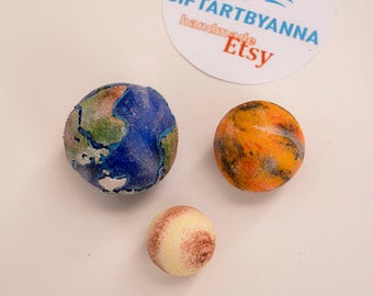Solar System Planet Miniature Set – 3 Handmade Resin Planets