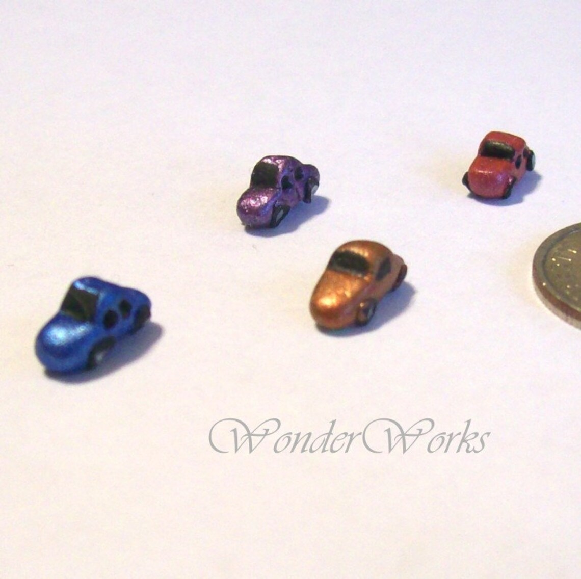 Micro Matchbox Cars Set of 4 Metallic Colorful Hand Formed Etsy