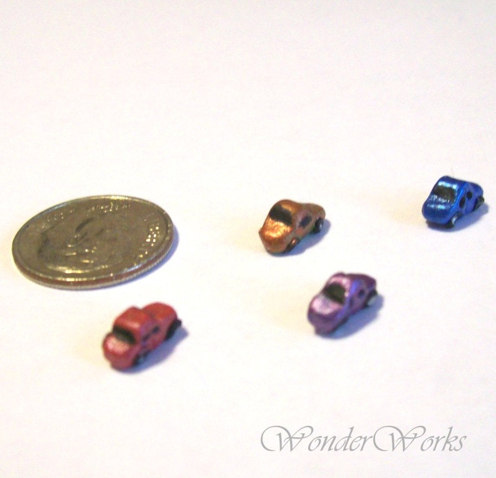 Micro Matchbox Cars Set of 4 Metallic Colorful Hand Formed Etsy