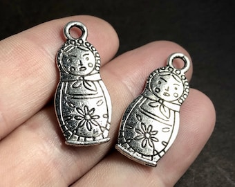 Russian nesting doll floating charms for memory lockets