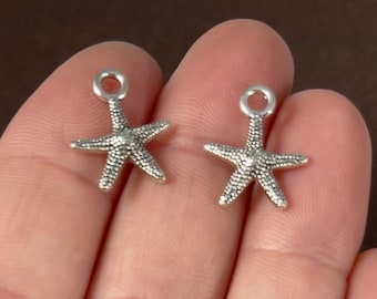 charm for earrings Ocean Charms Antique Silver Tone Charm zipper charms key ring charm 10ct Starfish charm Charm for jewelry making