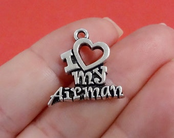 4 Charms, I Love My Airman, Air Force, Charm 20x21mm ITEM:CA23