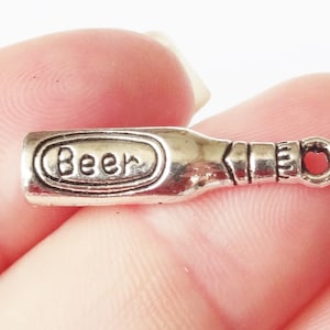 50 Charms, BEER Bottle, Beverage Charm 23x6mm