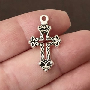 10, Cross Charms, antique silver, 27x16x2mm, Hole: 2mm SH482