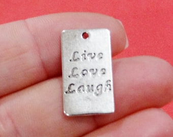 10 Charms, Live, Laugh, Love (double sided) Charms 22x13mm Hole 1.7mm ITEM:AU10