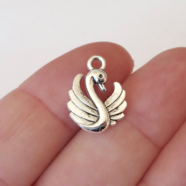 10 Charms, Swan Charm 12.5x17x2.5mm ITEM:BJ19