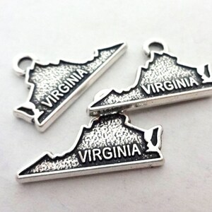 4 Charms, VIRGINIA, USA, State Charm United States of America double sided 22x13.5mm ITEM:AW46 image 2