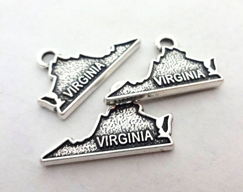 4 Charms, VIRGINIA, USA, State Charm United States of America double sided 22x13.5mm ITEM:AW46 image 2