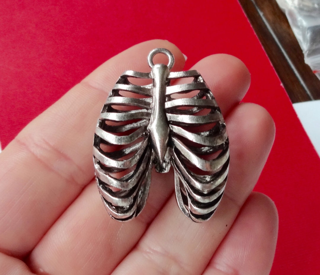 1 Charm, Rib Cage Charm 40x30mm ITEM:BG18 - Etsy