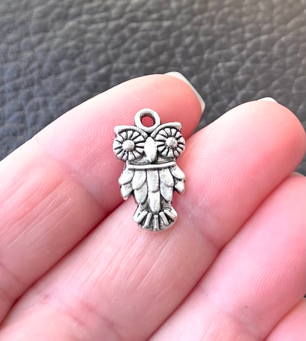 10 Charms, Owl, Charm, 11x19x2.5mm ITEM:AB1