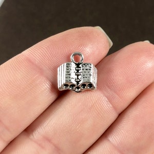 10 Charms, Book, School, Teacher, Charm 11x11x2.5mm, Hole: 2mm