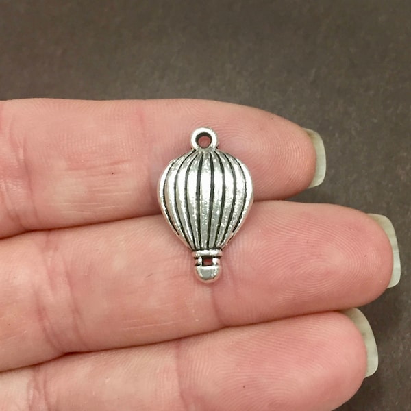 10 Charms, Hot Air Balloon Charm (Double sided, puffed) 21x13x4.5mm, Hole: 2mm