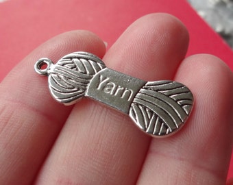 10 Charms, Yarn, knitting, Crochet, Charm 31x12x2mm ITEM:X13