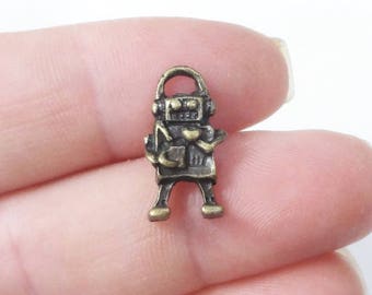 10 Charms, Robot, Pendant (3D) 10x17mm, Hole Approx. 4mm ITEM:CG17