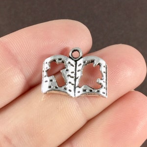 10 Charms, Book, Bible, Cross, Dove, Religious, Charms  14x17x2mm, Hole: 2mm