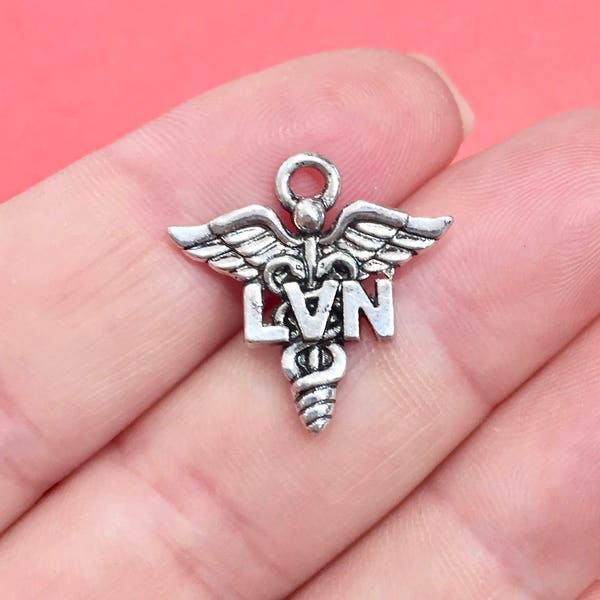 5 Charms, Licensed Vocational Nurse, LVN, Caduceus, Charms 20x20mm