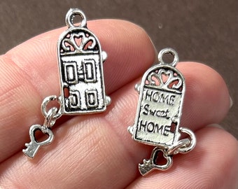 50 Charms, "Home Sweet Home"  Door Charm  (double sided) 18x13x2mm SH177