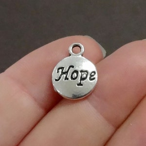 50 Charms, “Hope&quot; Charms 15x12x2mm, Hole: 2mm