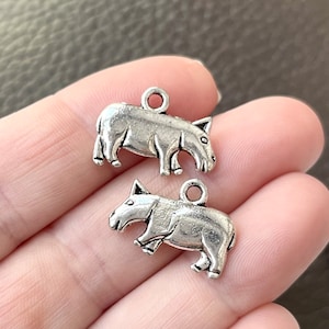 10 or 50 Charms, Hippopotamus, Hippo, Antiqued Silver, Charm 20x14.5x2.5mm ITEM:AC9