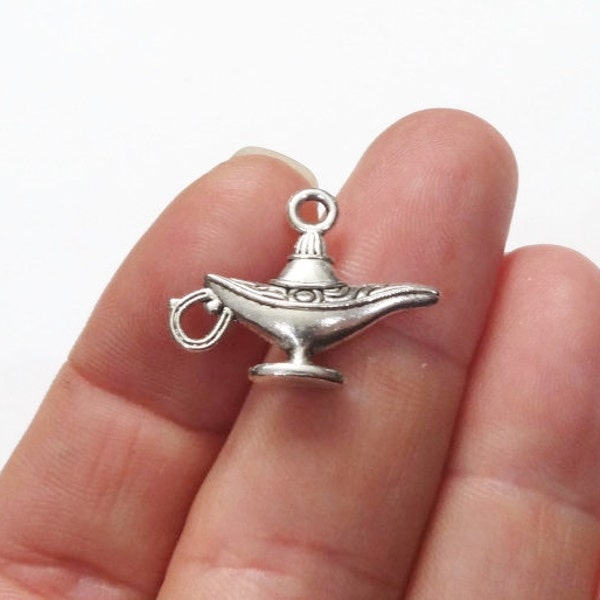 10 Charms, Genie Lamp Charm (3D) 18x23x4mm, Hole: 2mm