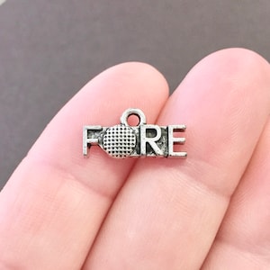 50 Charms, FORE, Golf Ball, Golfing, Golfer, Charms 18x6mm