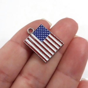 10 Charms, American Flag Enamel Charm 22x15x2mm A1B24