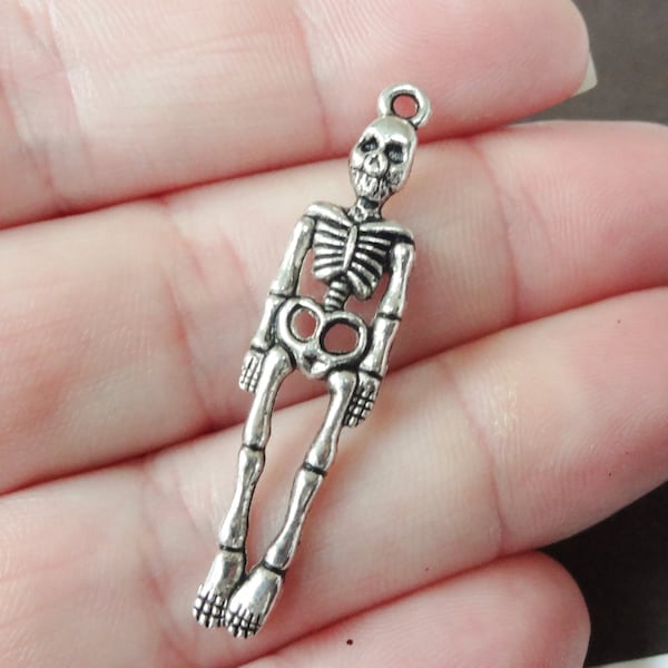 10 Charms, Skeleton, Bones, Charms 39x9.5x2.5mm, Hole 1.5mm ITEM:AX14