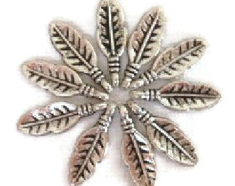 25, Small Feather Charms 16X6mm